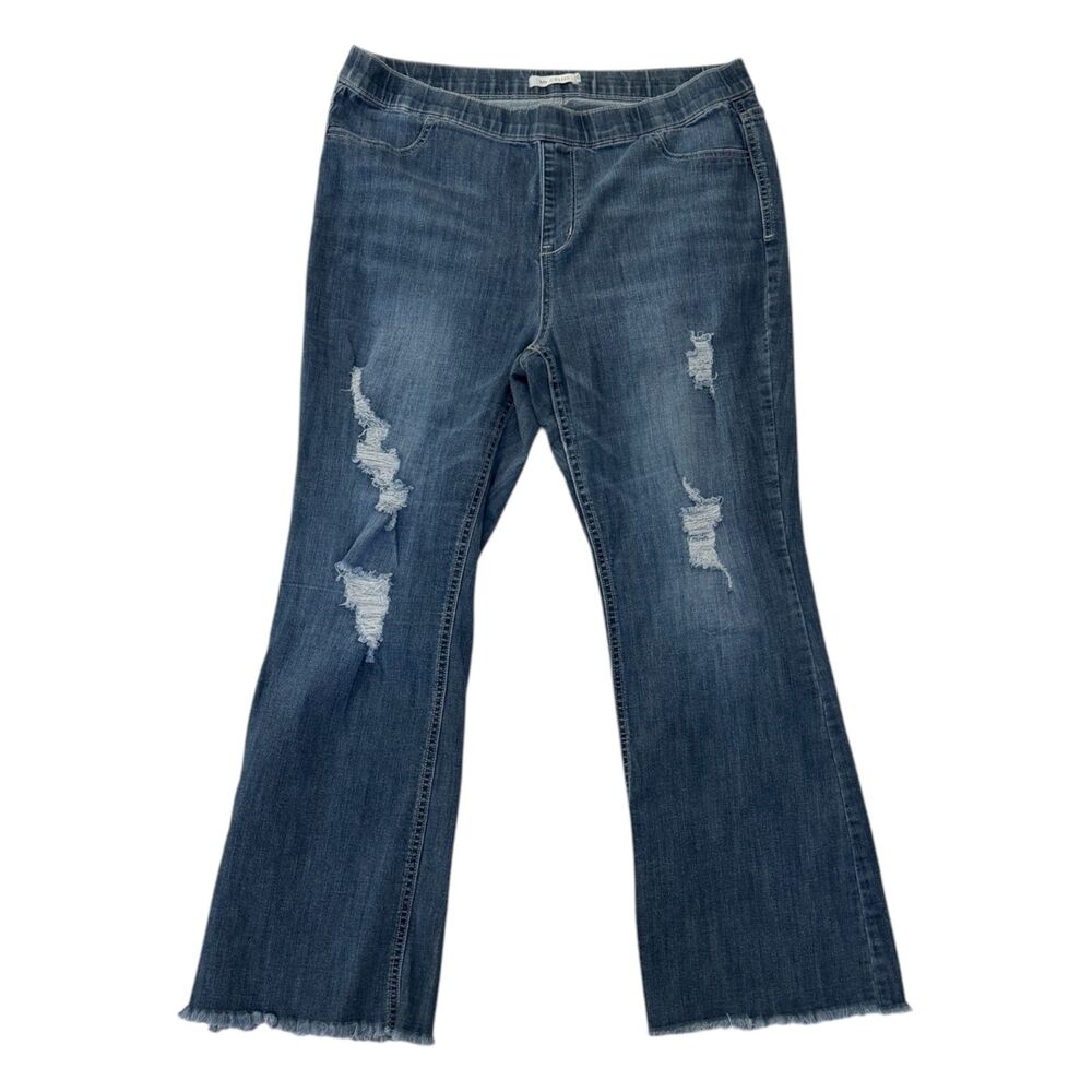 Ms Cello Womens Wide Leg Distressed Denim Jeans Size 2X
